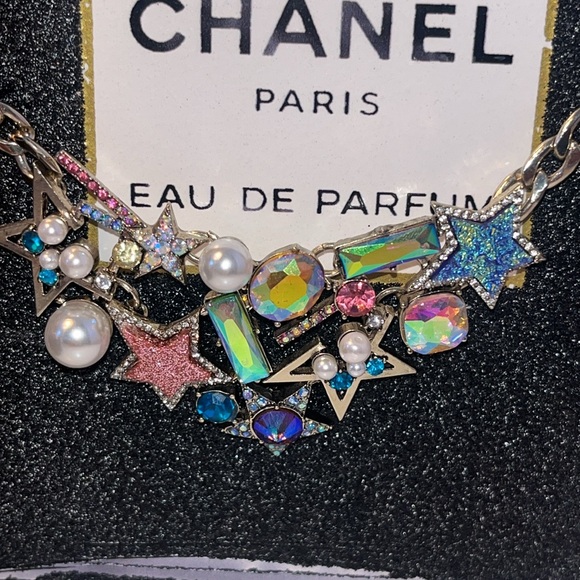 Betsey Johnson Celestial Starlet Star Pearl Mystic Necklace 13"-18" EUC - Picture 4 of 10